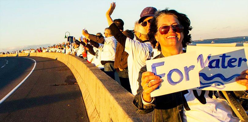 Rally on the water and the Casco Bay Bridge for clean water in South Portland